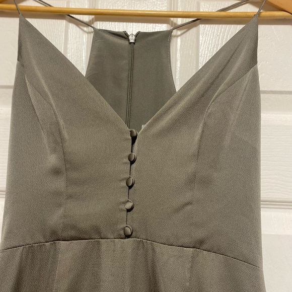 Finders Silky Jumpsuit Wide Legs Spaguetti Straps Metalic Olive Size M - Picture 3 of 10